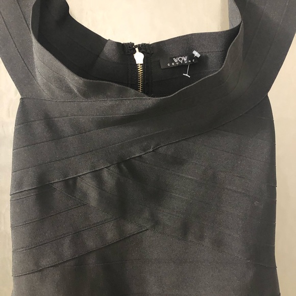 wow couture black bodycon dress bandage size Medium - Picture 2 of 5